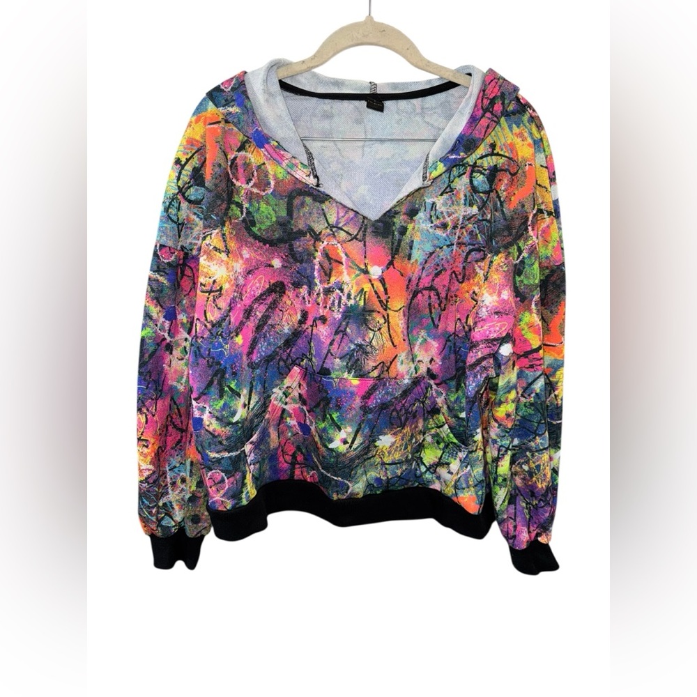 SHEIN Multicolor Abstract‎ Hoodie